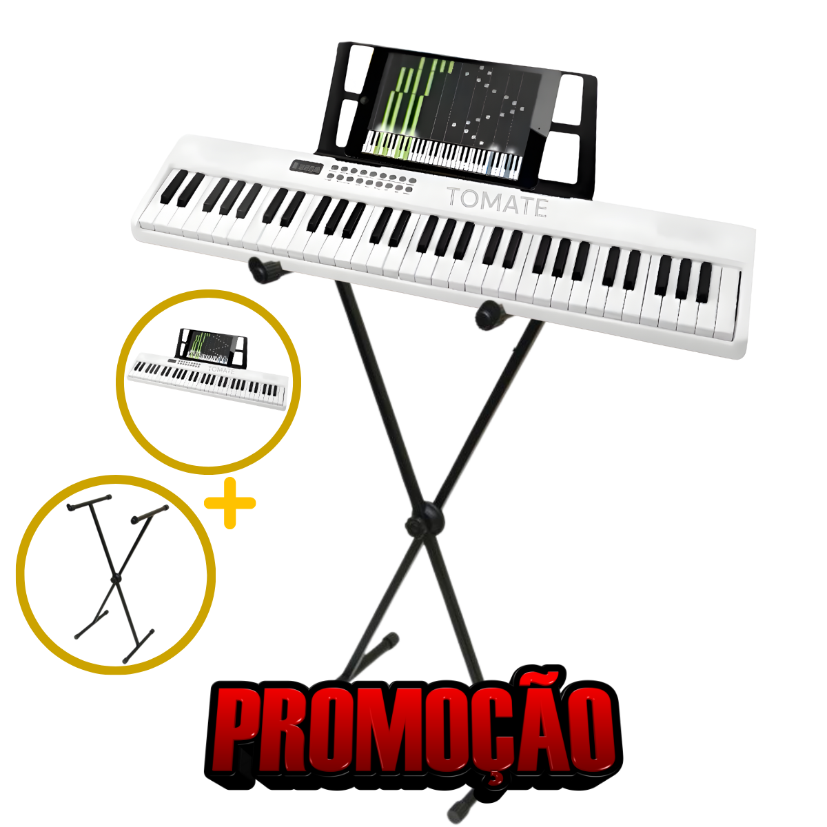 KIT Teclado Tomate WH + Suporte
